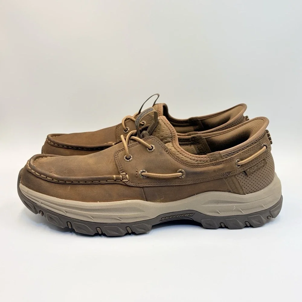 Skechers Knowlson Shore Thing Men's 11 Brown Slip-ins Relaxed Fit Boat Shoe